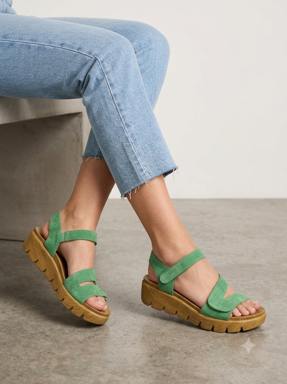Alegria Anah Green Suede Sandals. Size 37